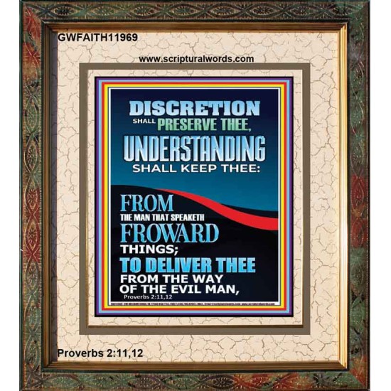 DISCRETION SHALL PRESERVE THEE UNDERSTANDING SHALL KEEP THEE  Bible Verse Art Prints  GWFAITH11969  
