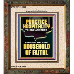 PRACTICE HOSPITALITY TO ONE ANOTHER  Contemporary Christian Wall Art Portrait  GWFAITH12254  "16x18"