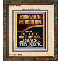 SOUND WISDOM AND DISCRETION SHALL BE LIFE UNTO THY SOUL  Bible Verse for Home Portrait  GWFAITH12391  "16x18"