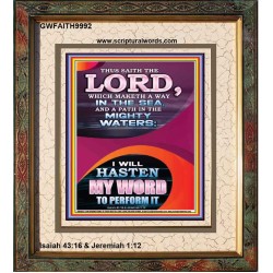 A WAY IN THE SEA AND PATH IN MIGHTY WATERS  Unique Power Bible Portrait  GWFAITH9992  "16x18"