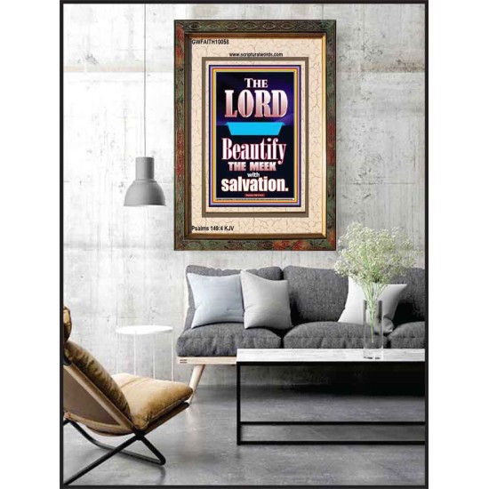 THE MEEK IS BEAUTIFY WITH SALVATION  Scriptural Prints  GWFAITH10058  