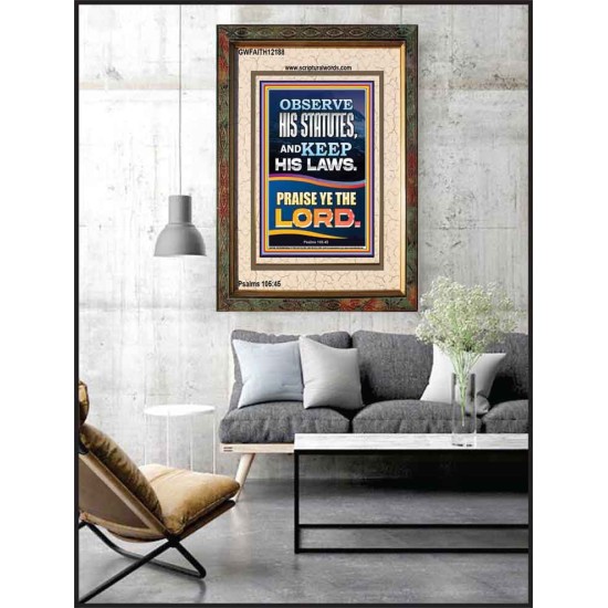 OBSERVE HIS STATUTES AND KEEP ALL HIS LAWS  Christian Wall Art Wall Art  GWFAITH12188  