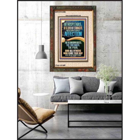 BE HOSPITABLE BE A LOVER OF STRANGERS WITH BROTHERLY AFFECTION  Christian Wall Art  GWFAITH12256  
