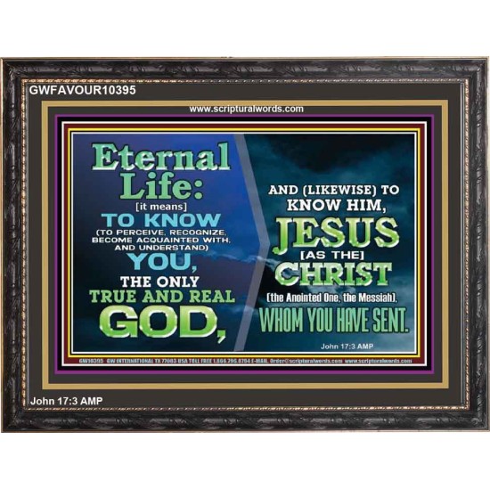 ETERNAL LIFE IS TO KNOW AND DWELL IN HIM CHRIST JESUS  Church Wooden Frame  GWFAVOUR10395  