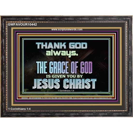 THANKING GOD ALWAYS OPENS GREATER DOOR  Scriptural Décor Wooden Frame  GWFAVOUR10442  