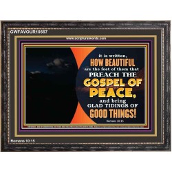 THE FEET OF THOSE WHO PREACH THE GOOD NEWS  Christian Quote Wooden Frame  GWFAVOUR10557  "45X33"