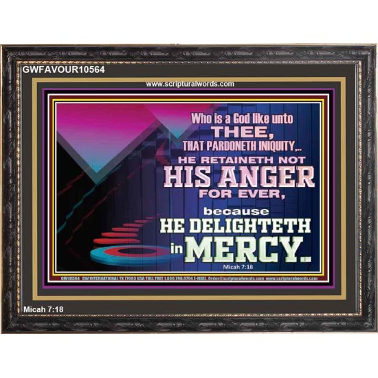 THE LORD DELIGHTETH IN MERCY  Contemporary Christian Wall Art Wooden Frame  GWFAVOUR10564  