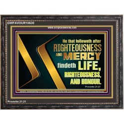 RIGHTEOUSNESS AND MERCY FINDETH LIFE RIGHTEOUSNESS AND HONOUR  Inspirational Bible Verse Wooden Frame  GWFAVOUR10630  