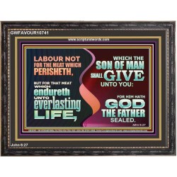 LABOUR NOT FOR THE MEAT WHICH PERISHETH  Bible Verse Wooden Frame  GWFAVOUR10741  "45X33"
