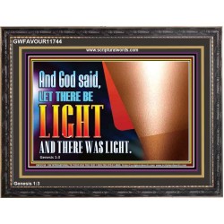 AND GOD SAID LET THERE BE LIGHT AND THERE WAS LIGHT  Biblical Art Glass Wooden Frame  GWFAVOUR11744  