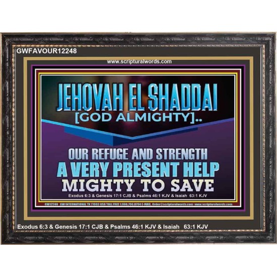 JEHOVAH EL SHADDAI MIGHTY TO SAVE  Unique Scriptural Wooden Frame  GWFAVOUR12248  