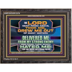 DELIVERED ME FROM MY STRONG ENEMY  Sanctuary Wall Wooden Frame  GWFAVOUR12376  "45X33"