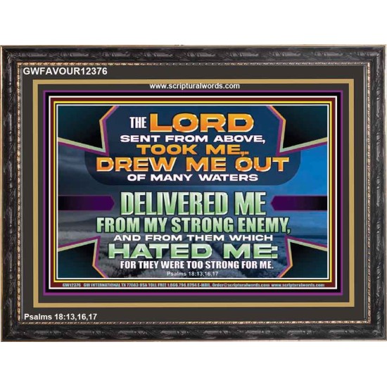 DELIVERED ME FROM MY STRONG ENEMY  Sanctuary Wall Wooden Frame  GWFAVOUR12376  