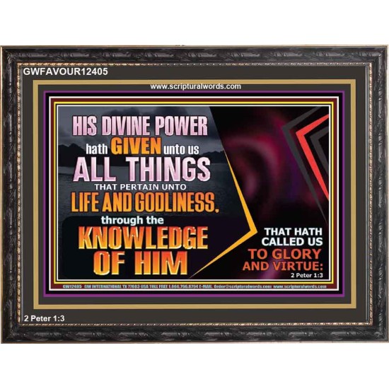 HIS DIVINE POWER HATH GIVEN UNTO US ALL THINGS  Eternal Power Wooden Frame  GWFAVOUR12405  