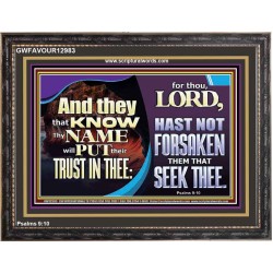 THEY THAT KNOW THY NAME WILL NOT BE FORSAKEN  Biblical Art Glass Wooden Frame  GWFAVOUR12983  "45X33"