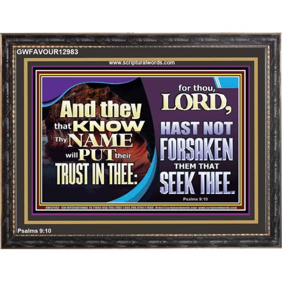 THEY THAT KNOW THY NAME WILL NOT BE FORSAKEN  Biblical Art Glass Wooden Frame  GWFAVOUR12983  