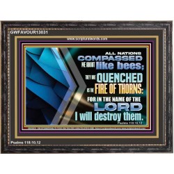 QUENCHED AS THE FIRE OF THORNS IN THE NAME OF THE LORD  Unique Power Bible Wooden Frame  GWFAVOUR13031  "45X33"