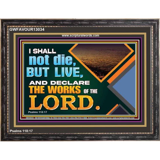 I SHALL NOT DIE BUT LIVE AND DECLARE THE WORKS OF THE LORD  Eternal Power Wooden Frame  GWFAVOUR13034  