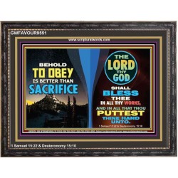 GOD SHALL BLESS THEE IN ALL THY WORKS  Ultimate Power Wooden Frame  GWFAVOUR9551  "45X33"