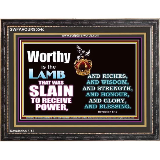 LAMB OF GOD GIVES STRENGTH AND BLESSING  Sanctuary Wall Wooden Frame  GWFAVOUR9554c  