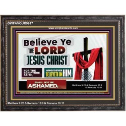 WHOSOEVER BELIEVETH ON HIM SHALL NOT BE ASHAMED  Contemporary Christian Wall Art  GWFAVOUR9917  "45X33"