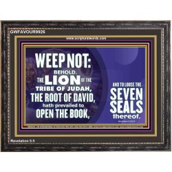WEEP NOT THE LAMB OF GOD HAS PREVAILED  Christian Art Wooden Frame  GWFAVOUR9926  "45X33"