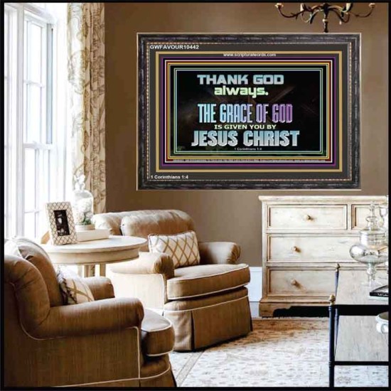 THANKING GOD ALWAYS OPENS GREATER DOOR  Scriptural Décor Wooden Frame  GWFAVOUR10442  