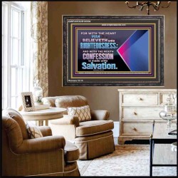 TRUSTING WITH THE HEART LEADS TO RIGHTEOUSNESS  Christian Quotes Wooden Frame  GWFAVOUR10556  "45X33"