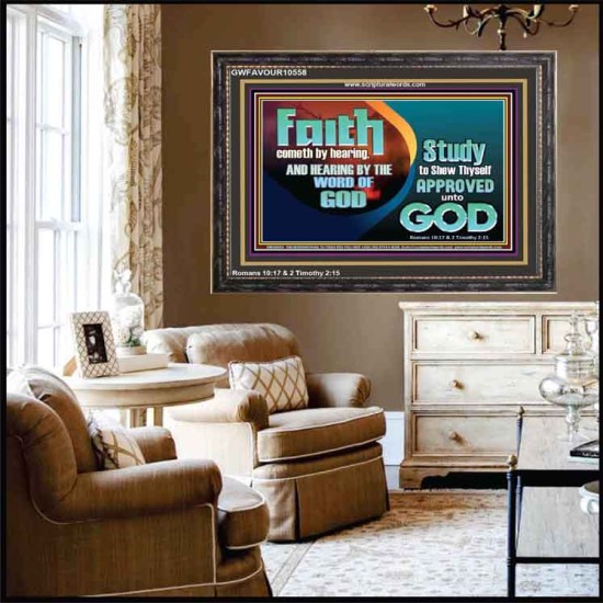 FAITH COMES BY HEARING THE WORD OF CHRIST  Christian Quote Wooden Frame  GWFAVOUR10558  