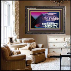 THE LORD DELIGHTETH IN MERCY  Contemporary Christian Wall Art Wooden Frame  GWFAVOUR10564  "45X33"