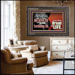 HE THAT BELIEVETH ON ME HATH EVERLASTING LIFE  Contemporary Christian Wall Art  GWFAVOUR10758  "45X33"