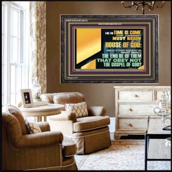 FOR THE TIME IS COME THAT JUDGEMENT MUST BEGIN AT THE HOUSE OF THE LORD  Modern Christian Wall Décor Wooden Frame  GWFAVOUR12075  "45X33"