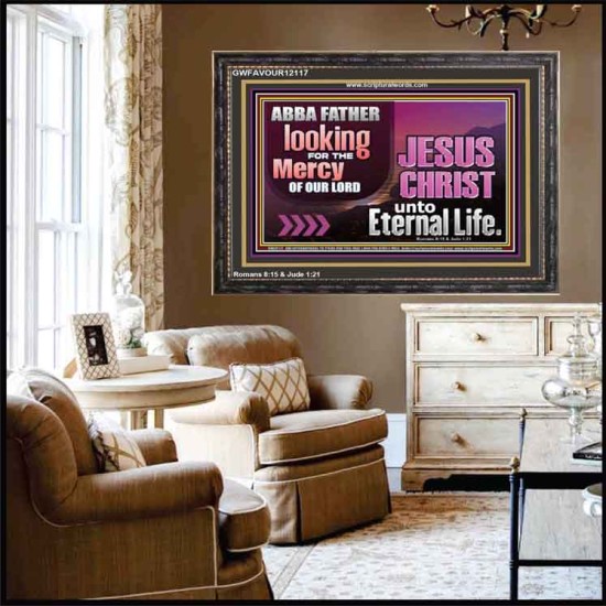 THE MERCY OF OUR LORD JESUS CHRIST UNTO ETERNAL LIFE  Christian Quotes Wooden Frame  GWFAVOUR12117  