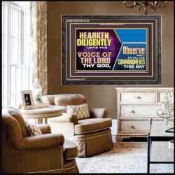 HEARKEN DILIGENTLY UNTO THE VOICE OF THE LORD THY GOD  Custom Wall Scriptural Art  GWFAVOUR12126  "45X33"