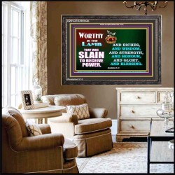 THE LAMB OF GOD THAT WAS SLAIN OUR LORD JESUS CHRIST  Children Room Wooden Frame  GWFAVOUR9554b  "45X33"