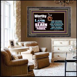 LAMB OF GOD GIVES STRENGTH AND BLESSING  Sanctuary Wall Wooden Frame  GWFAVOUR9554c  "45X33"