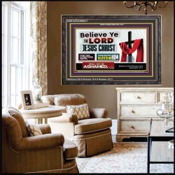 WHOSOEVER BELIEVETH ON HIM SHALL NOT BE ASHAMED  Contemporary Christian Wall Art  GWFAVOUR9917  "45X33"