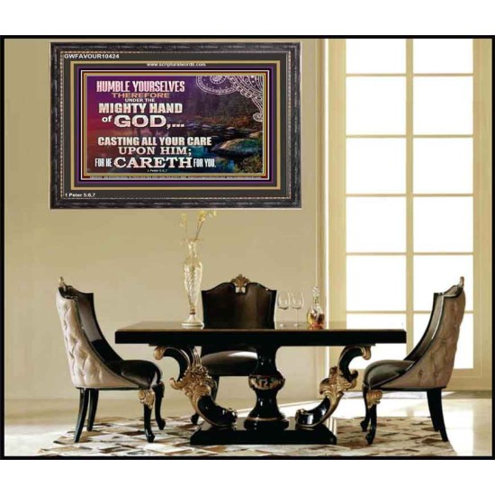 CASTING YOUR CARE UPON HIM FOR HE CARETH FOR YOU  Sanctuary Wall Wooden Frame  GWFAVOUR10424  