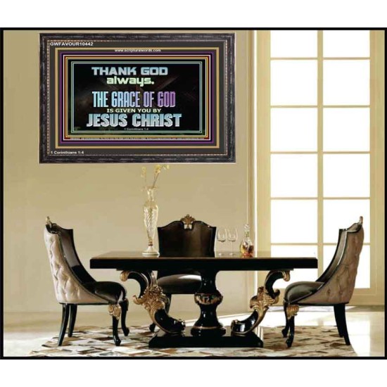 THANKING GOD ALWAYS OPENS GREATER DOOR  Scriptural Décor Wooden Frame  GWFAVOUR10442  