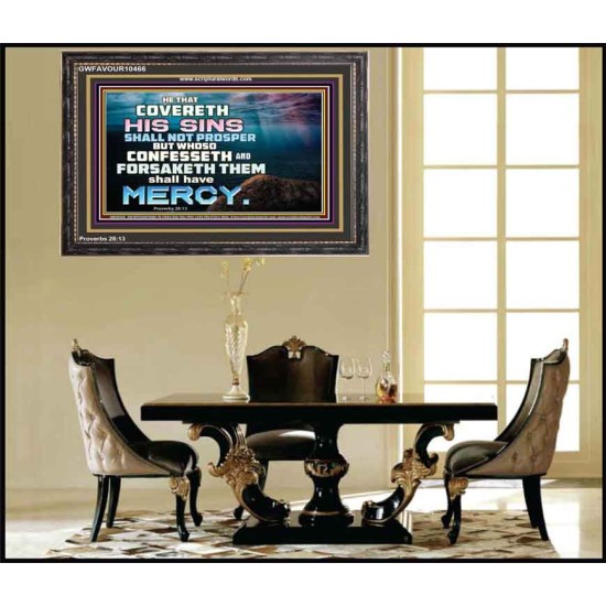 HE THAT COVERETH HIS SIN SHALL NOT PROSPER  Contemporary Christian Wall Art  GWFAVOUR10466  