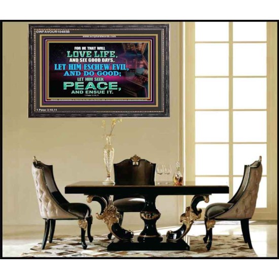 SEEK AND PURSUE PEACE  Biblical Paintings Wooden Frame  GWFAVOUR10485B  