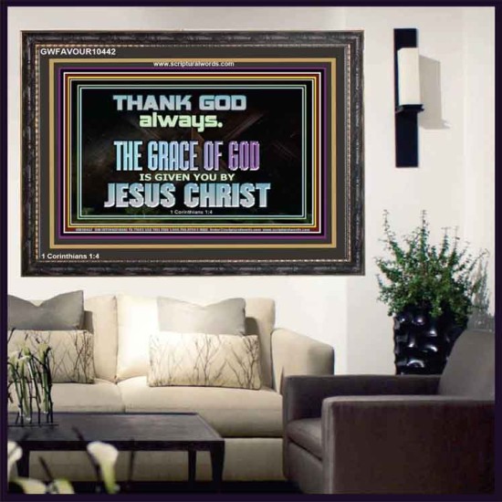 THANKING GOD ALWAYS OPENS GREATER DOOR  Scriptural Décor Wooden Frame  GWFAVOUR10442  