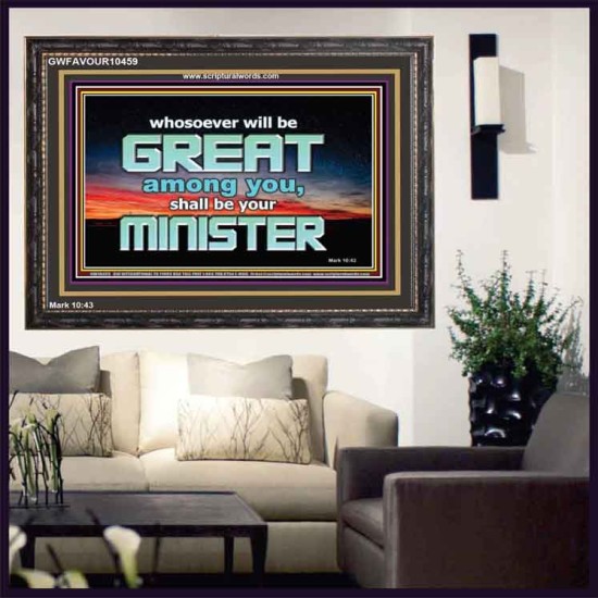 HUMILITY AND SERVICE BEFORE GREATNESS  Encouraging Bible Verse Wooden Frame  GWFAVOUR10459  