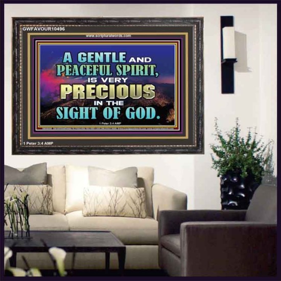 GENTLE AND PEACEFUL SPIRIT VERY PRECIOUS IN GOD SIGHT  Bible Verses to Encourage  Wooden Frame  GWFAVOUR10496  