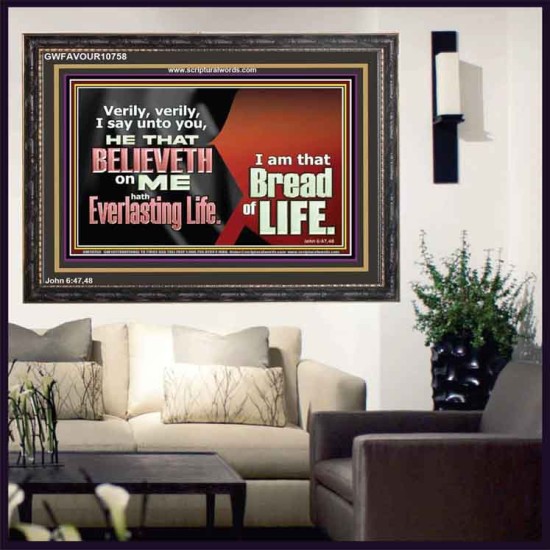 HE THAT BELIEVETH ON ME HATH EVERLASTING LIFE  Contemporary Christian Wall Art  GWFAVOUR10758  