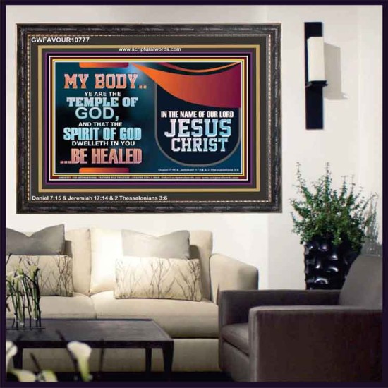 YOU ARE THE TEMPLE OF GOD BE HEALED IN THE NAME OF JESUS CHRIST  Bible Verse Wall Art  GWFAVOUR10777  