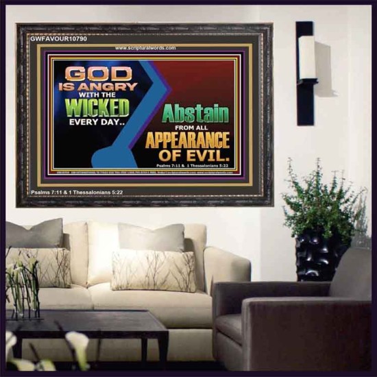 GOD IS ANGRY WITH THE WICKED EVERY DAY  Biblical Paintings Wooden Frame  GWFAVOUR10790  