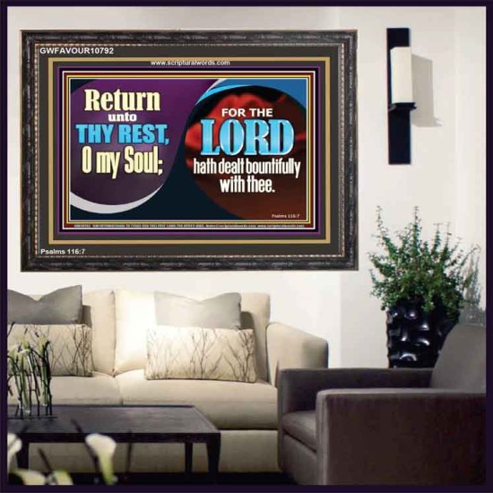 THE LORD HATH DEALT BOUNTIFULLY WITH THEE  Contemporary Christian Art Wooden Frame  GWFAVOUR10792  