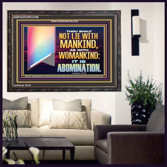 THOU SHALT NOT LIE WITH MANKIND AS WITH WOMANKIND IT IS ABOMINATION  Bible Verse for Home Wooden Frame  GWFAVOUR12169  