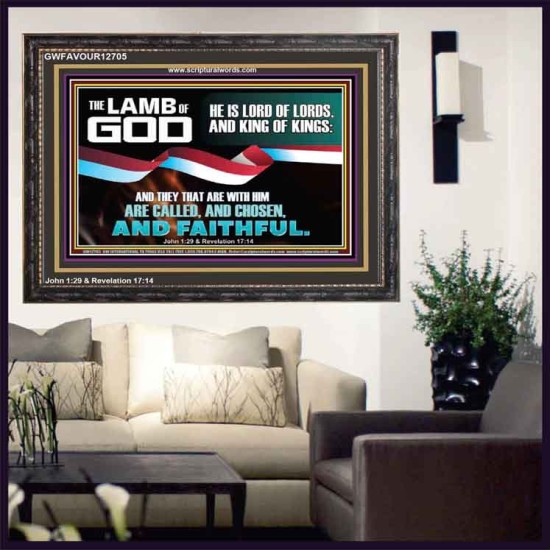 THE LAMB OF GOD LORD OF LORD AND KING OF KINGS  Scriptural Verse Wooden Frame   GWFAVOUR12705  